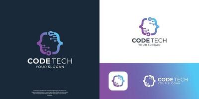 Connection coding tech logo design inspiration. vector