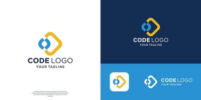 minimal coding logo template, simple and modern code design inspiration. vector
