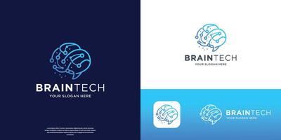 Abstract Digital Brain tech Logo Design for your business company identity. vector
