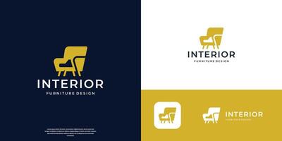 geometry furniture chair logo design template and silhouette shape design. vector