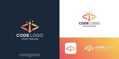 modern logos of code digital for coding, programming gradient logo template. vector