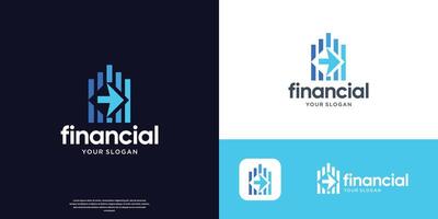 silhouette financial logo template combined with right arrow design concept. vector