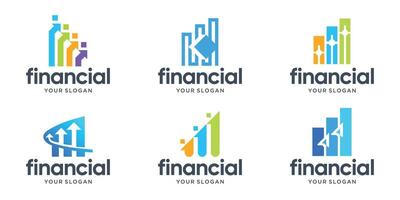 colorful finance logo with chart arrow up concept design. vector