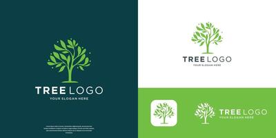 Tree icon. Nature trees illustration logo design with green color brand. vector