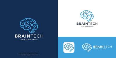 creative brain connect dot symbol. brain connection tech logo illustration. vector
