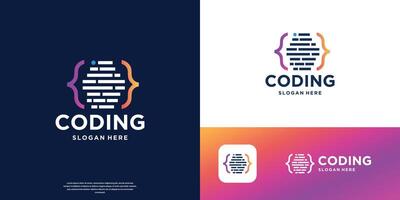 Colorful Coding logo designs template, Modern code logo for programmer. vector