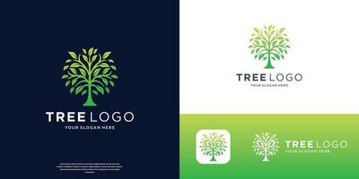 tree logo design template. inspiration tree plant with gradient color modern branding. vector