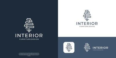 Minimalist furniture lamp abstract logo design template vector
