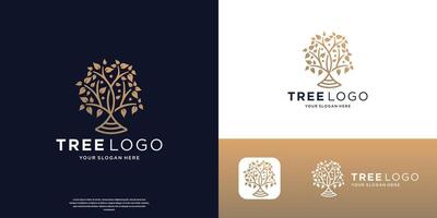 tree minimal logo symbol illustration design, nature tree line art logo design vector