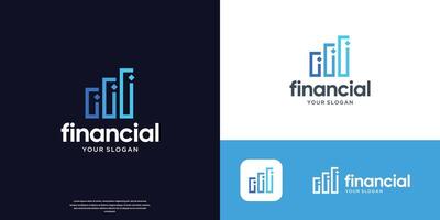 minimal accounting finance logo with growth chart, dot line style symbol design. vector