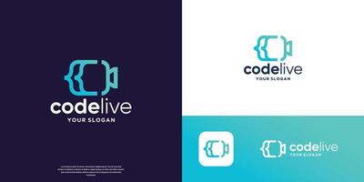 creative coding logo and camera lens designs concept. vector