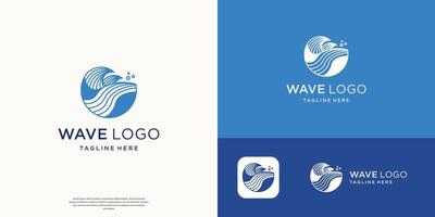ocean wave abstract water logo design on circle shape concept. vector
