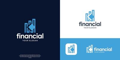 silhouette financial logo template combined with arrow shape design concept. vector