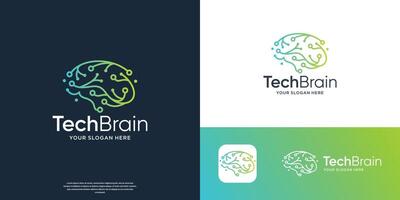 creative Brain circuit dot tech logo design template. vector