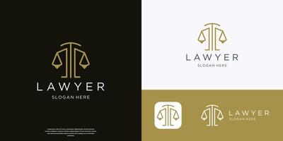 minimalist law firm with simple scale justice design illustration. vector