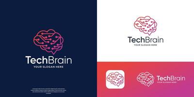digital brain logo template, brain connection logo designs. vector