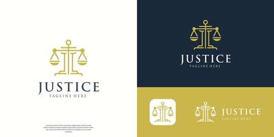 minimalist law firm with simple scale justice design illustration. vector