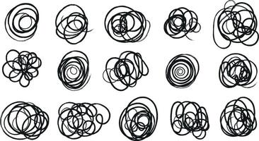 Intricate abstract scribbles. Hand drawn line of stress. Depression symbols. vector
