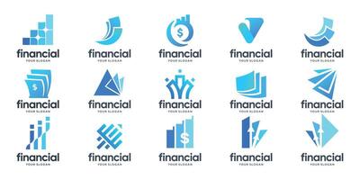 Finance and business logo icons collection. symbol growth icon set in a flat design. vector