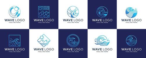 set of wave logo minimalist design collection for business of company. vector