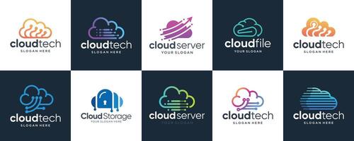 Cloud logo design template, 10 variation cloud logos vector