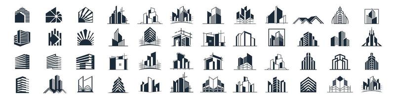 Building icon set. apartment illustration sign collection. skyscraper symbol. architecture logos inspiration. vector