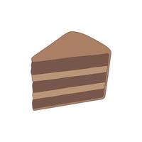 cartoon a slice of chocolate cake Isolated on White vector