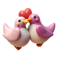 Valentine's pair of bird in 3D element png