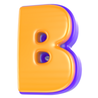 B Font 3D Render png