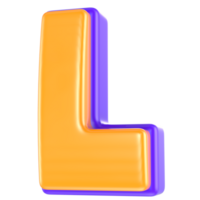 L Font 3D Render png