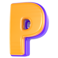 P Font 3D Render png