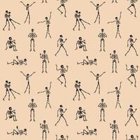 Seamless pattern with funny Skeleton. Cute character Skeleton Bones vector