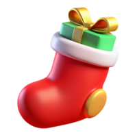 The Christmas sock with gift in 3D elements png