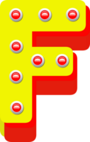 3D Broadway light bulb, Alphabet Letter F png