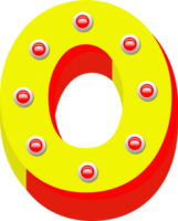 3D Broadway light bulb, Number 0 png