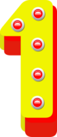 3D Broadway light bulb, Number 1 png