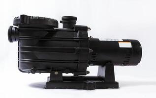 Sand filter pump for swimming pool on isolated background. Compressor for pool cleaning isolated, Electric pump for swimming pool on white background. Pool water pump on isolated background photo
