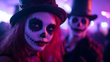 Spooky Halloween Costumed Performers and Eerie Atmosphere at Open Mic Night Event photo