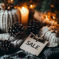 Cozy and Warm Black Friday Sale Backdrop with Seasonal Textures and Comforting Elements photo