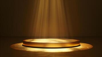 Golden platform with spotlight effect. photo