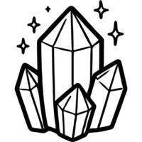 Pile of precious magical crystals in monochrome. Simple minimalistic in black ink drawing on white background vector