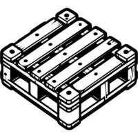Warehouse wooden pallet in monochrome. Simple minimalistic in black ink drawing on white background vector
