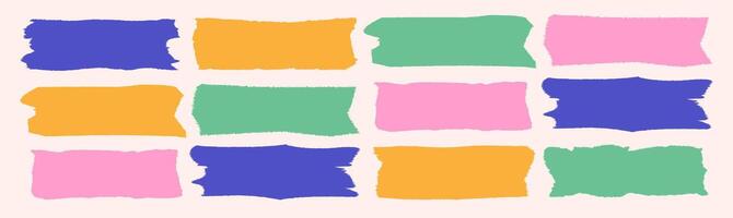 Torn paper edges set defferent shape color style vector