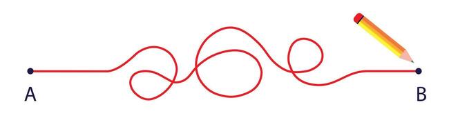 Chaos way from point A to B with pencil vector