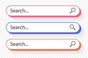 3d search bar Internet browser engine set vector