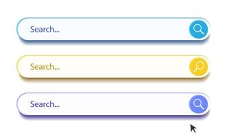 3d search bar Internet browser engine set isolated vector