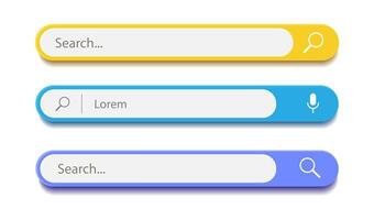 3d search bar Internet browser engine set isolated vector
