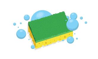 Sponge with water bubbles clipart flat color washing pad icon design, texture add, illustration isolated on white background vector