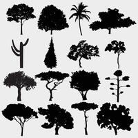 silhouettes of various types of trees vector