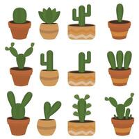 set of cacti with different shapes vector